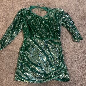 For Love & Lemons Teal Sequin Dress